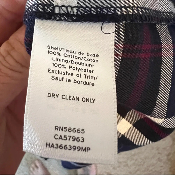 Halogen Navy Blue Plaid Peplum Bow Back Top XL - Picture 6 of 6